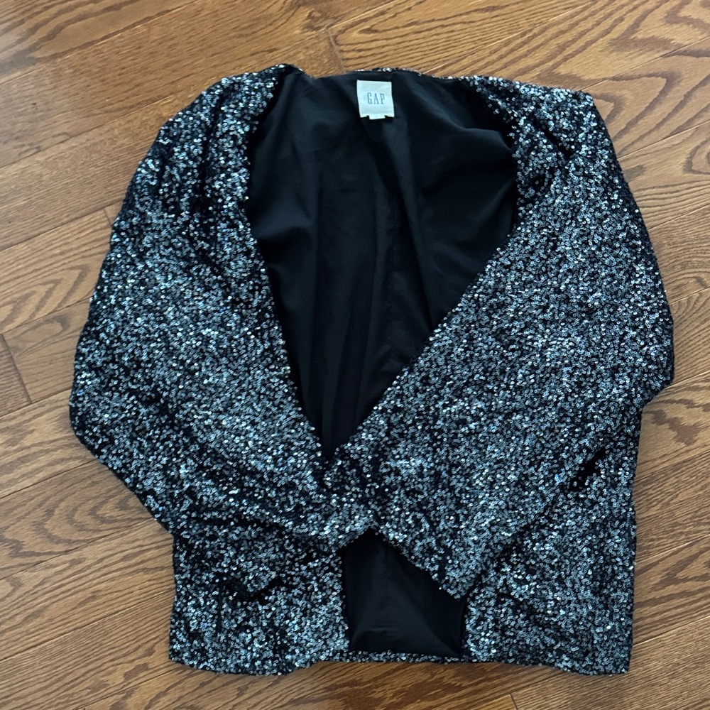 GAP Sparkling Black and Silver Sequin Jacket